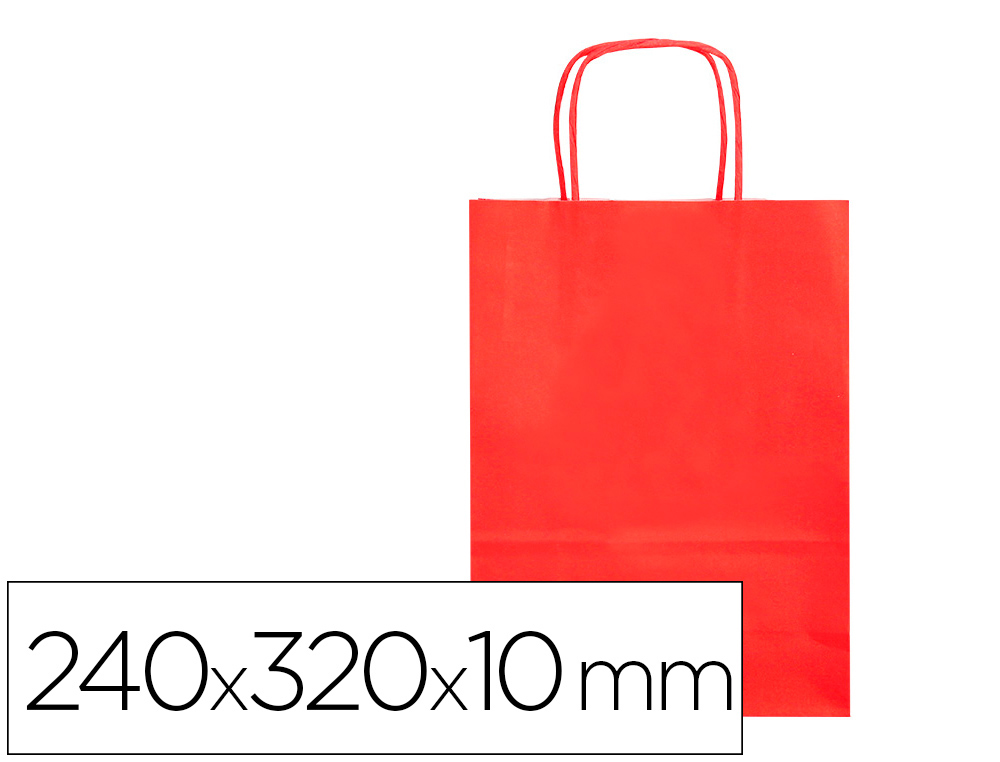 SAC PAPIER Q-CONNECT CELLULOSE S ANSE TORSADEE     240X320X10MM COLORIS ROUGE