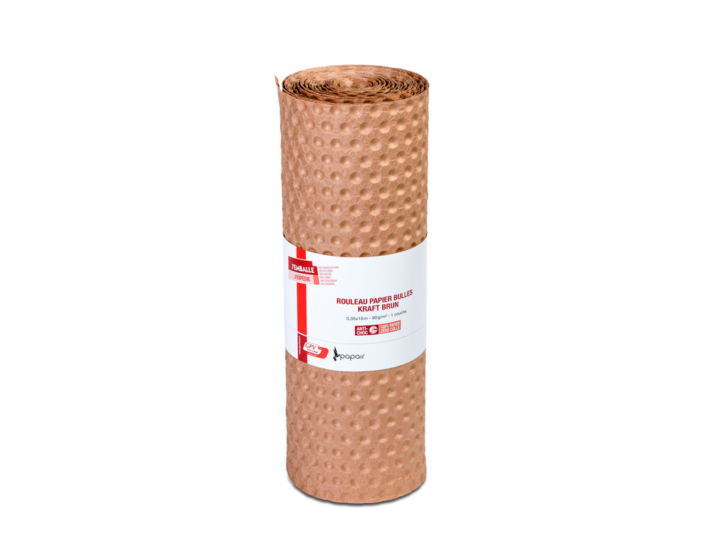 BULLE PAPIER GPV KRAFT PURE PATE 1 COUCHE 90GR ROULEAU    0,35X10M COLORIS BRUN