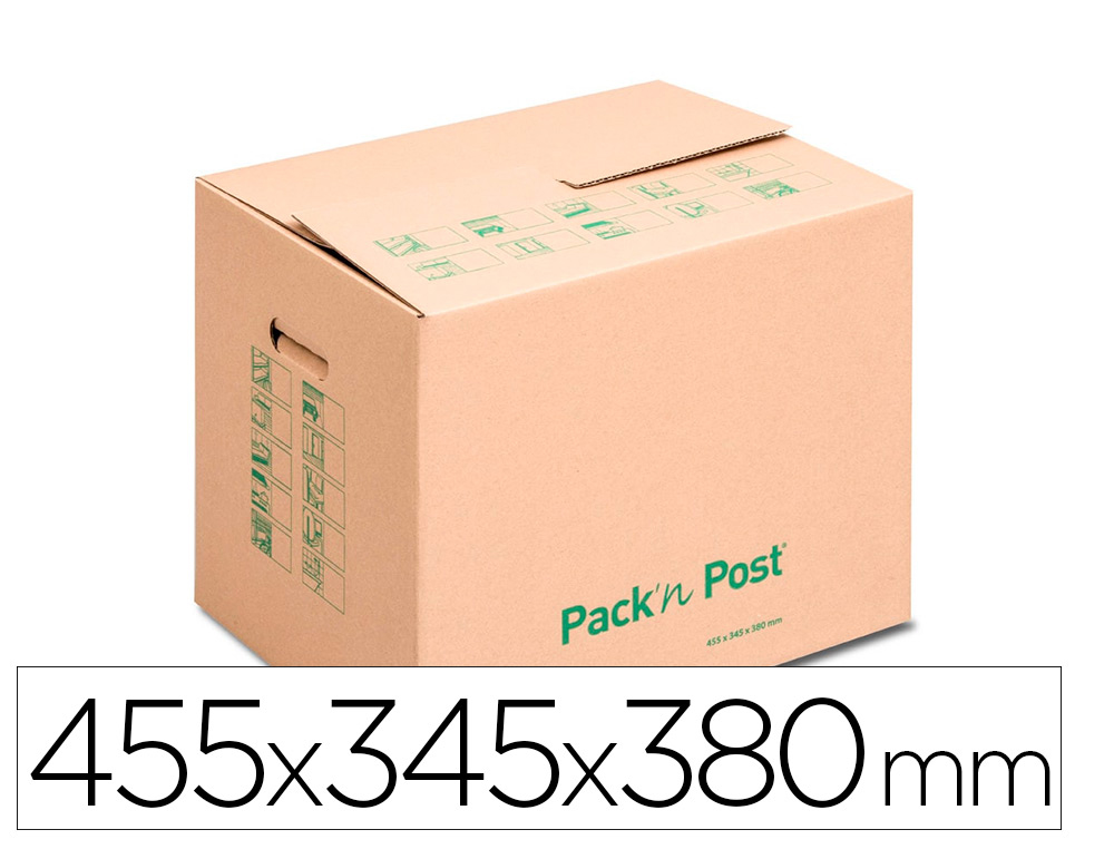 CARTON DE DEMENAGEMENT GPV PACK'NPOST COMPACT MARRON 455X345X380MM POIGNEE RENFORCEE RESISTE JUSQU'A 25KG