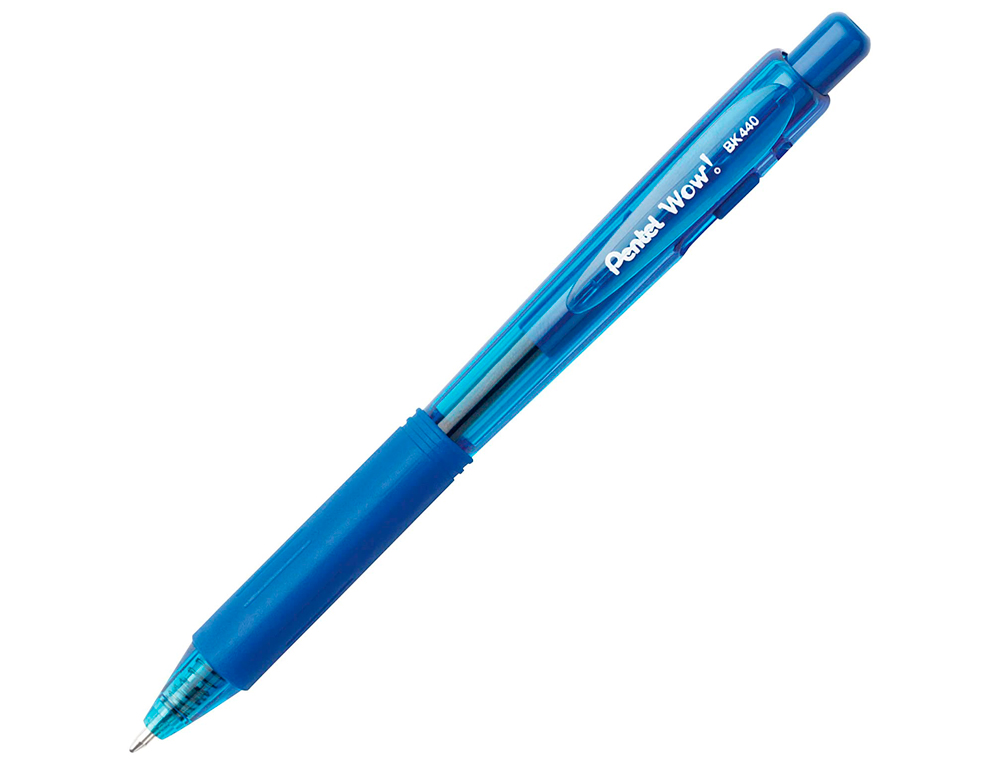 STYLO-BILLE PENTEL WOW POINTE 1MM RÉTRACTABLE GRIP CAOUTCHOUC CORPS TRIANGULAIRE ERGONOMIQUE ENCRE COLORIS BLEU