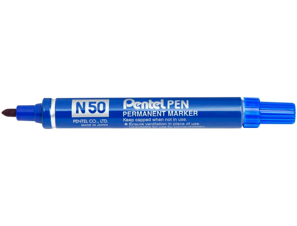 MARQUEUR PENTEL N50 PERMANENT POINTE OGIVE 4.3MM ENCRE À SOLVANT INDÉLÉBILE TOUS SUPPORTS CORPS MÉTAL BLEU