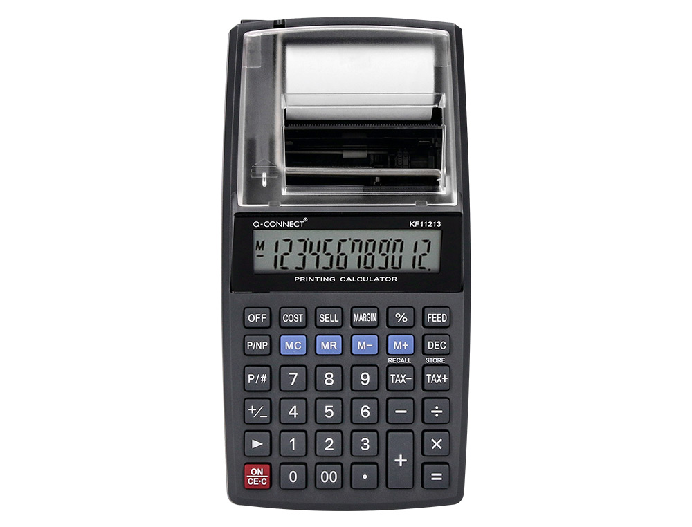 CALCULATRICE Q-CONNECT IMPRESSION ECRAN 12 CHIFFRES  ADDITION SOUSTRACTION MEMOIRE 192X98X44MM COLORIS NOIR