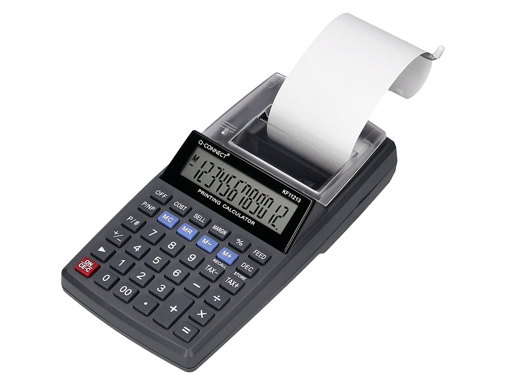 CALCULATRICE Q-CONNECT IMPRESSION ECRAN 12 CHIFFRES  ADDITION SOUSTRACTION MEMOIRE 192X98X44MM COLORIS NOIR