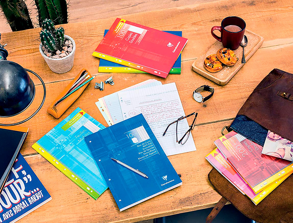 COPIE DOUBLE CLAIREFONTAINE A4 21X29,7CM PAPIER VELIN VELOUTE 300 PAGES 90G 5X5MM PERFOREES SOUS FILM COLORIS BLANC