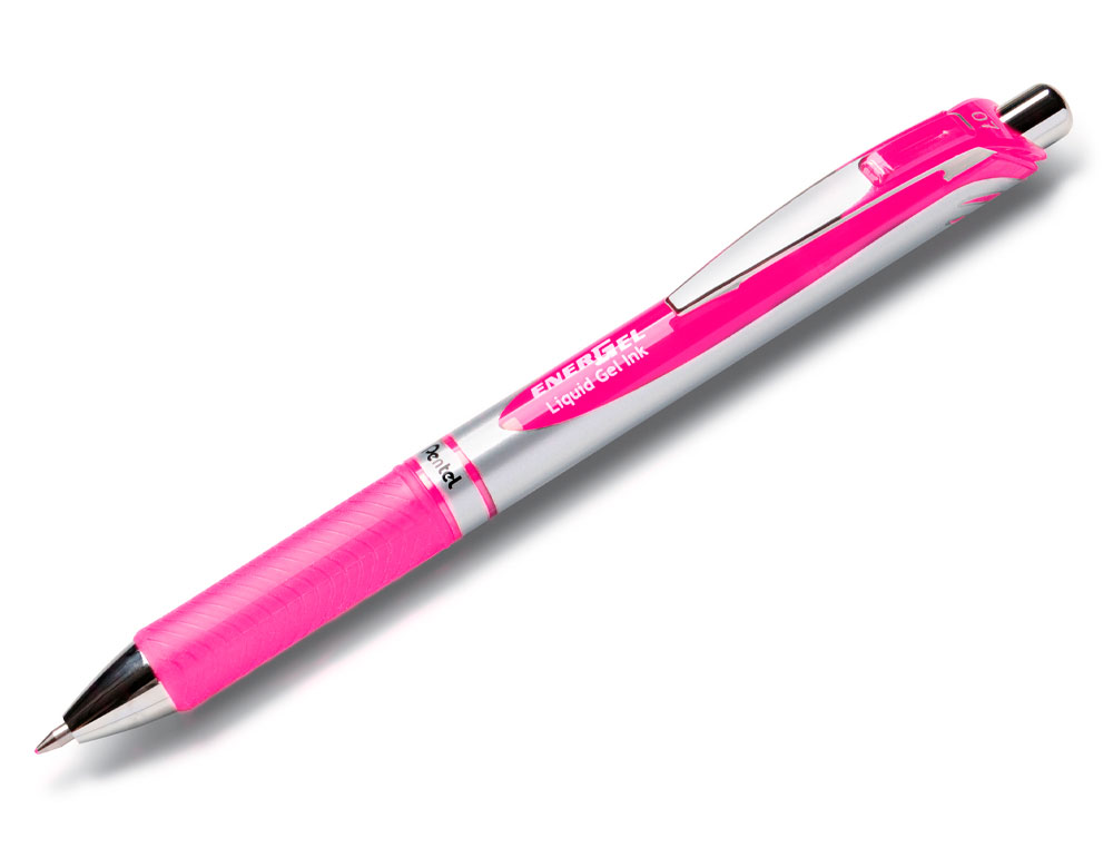 ROLLER PENTEL ENERGEL RETRACTABLE RECHARGEABLE POINTE METAL FINE 0,7MM CLIP METAL COLORIS ROSE