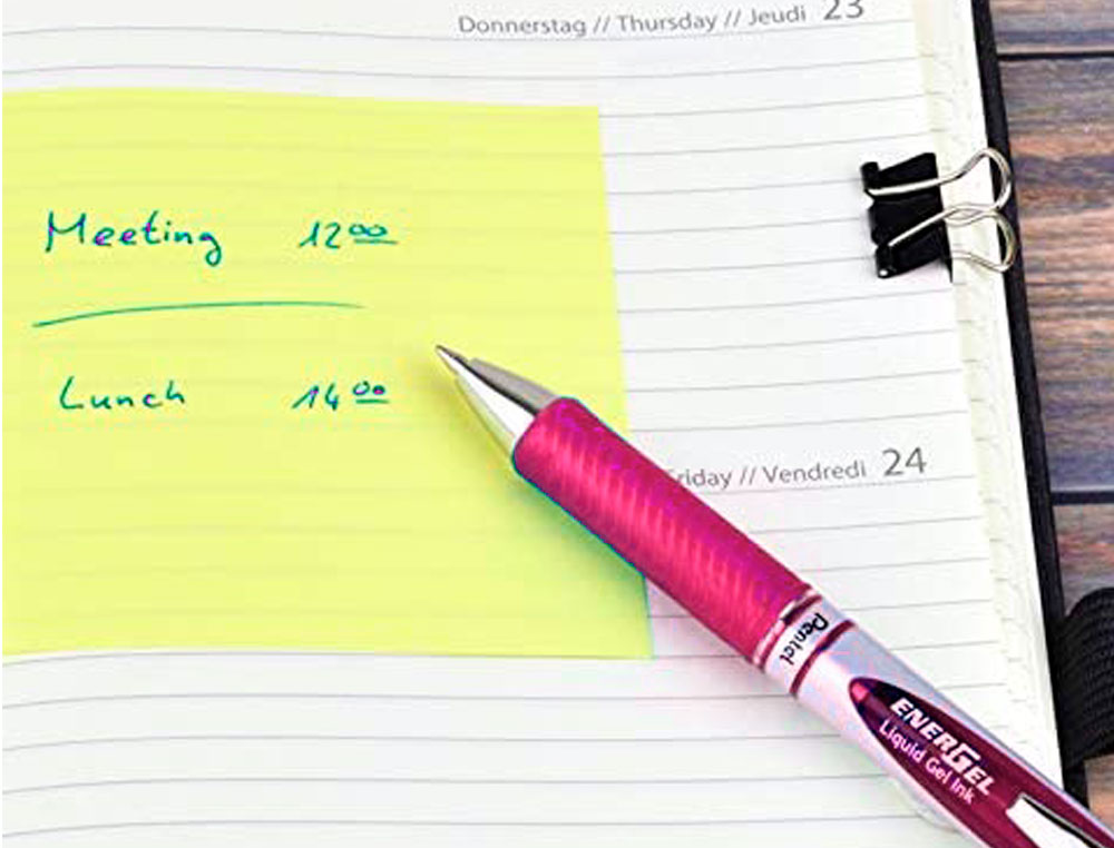 ROLLER PENTEL ENERGEL RETRACTABLE RECHARGEABLE POINTE METAL FINE 0,7MM CLIP METAL COLORIS ROSE