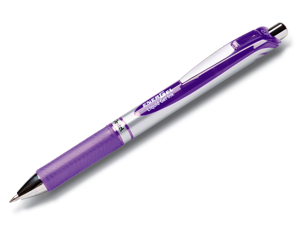ROLLER PENTEL ENERGEL RETRACTABLE RECHARGEABLE POINTE METAL FINE 0,7MM CLIP METAL COLORIS VIOLET