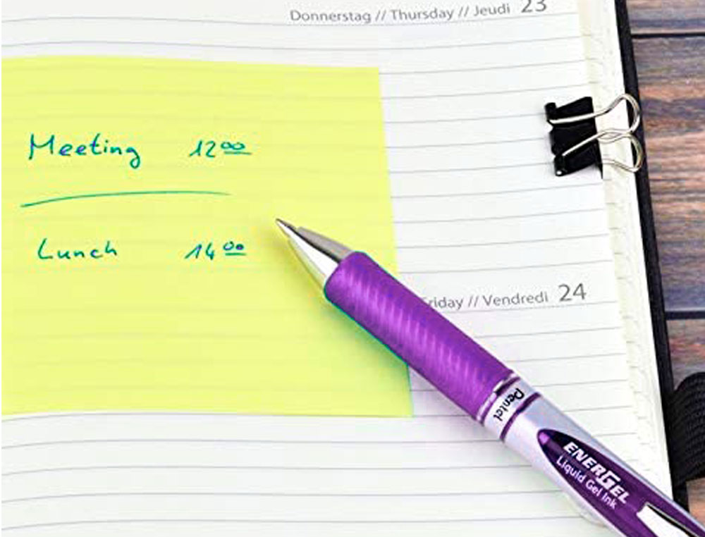 ROLLER PENTEL ENERGEL RETRACTABLE RECHARGEABLE POINTE METAL FINE 0,7MM CLIP METAL COLORIS VIOLET