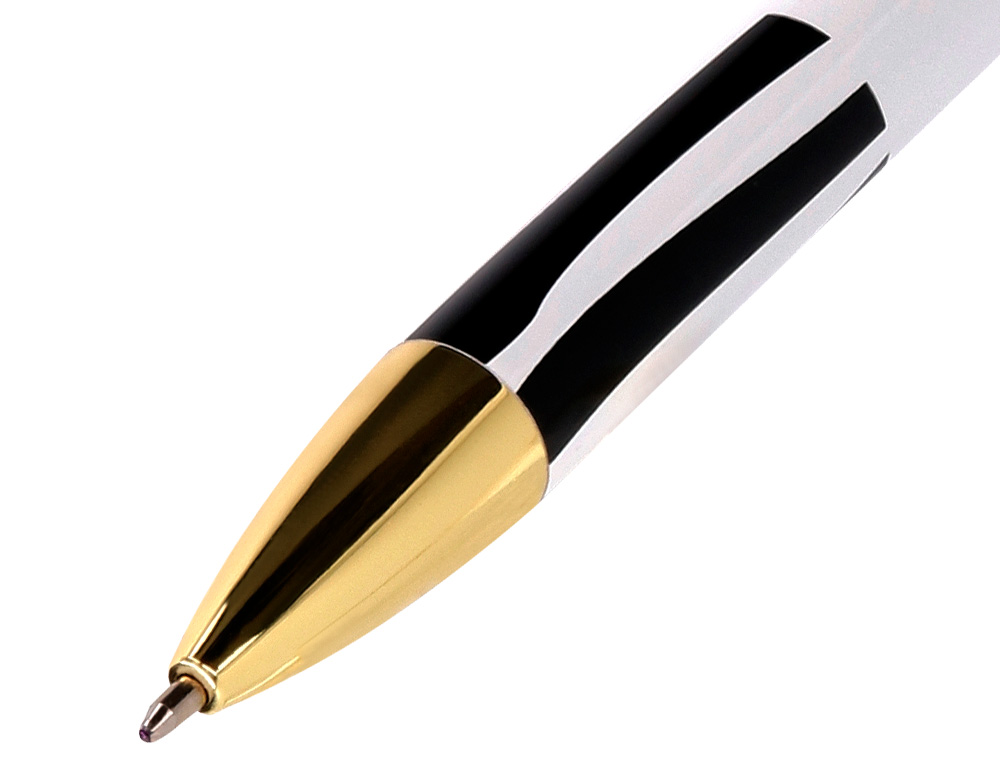ROLLER BELIUS B&W ALUMINIUM ATTRIBUTS OR ENCRE NOIRE COLORIS BLANC ZEBRURES NOIRES DANS COFFRET CADEAU