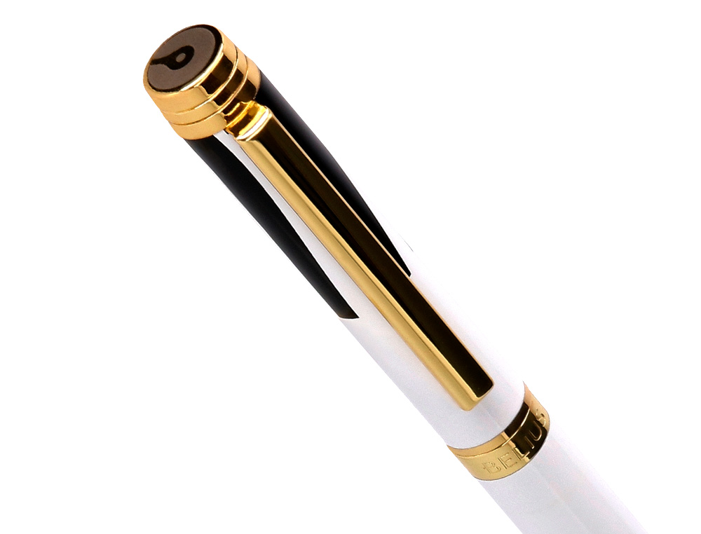 ROLLER BELIUS B&W ALUMINIUM ATTRIBUTS OR ENCRE NOIRE COLORIS BLANC ZEBRURES NOIRES DANS COFFRET CADEAU