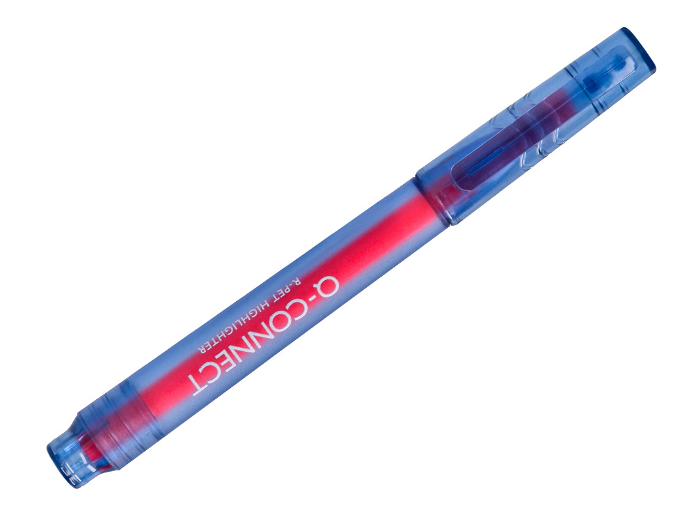 SURLIGNEUR Q-CONNECT FLUORESCENT CORPS TRANSPARENT POINTE BISEAUTEE TRAIT 1-5MM GRIP COLORIS ASSORTIS POCHETTE 4 UNITES