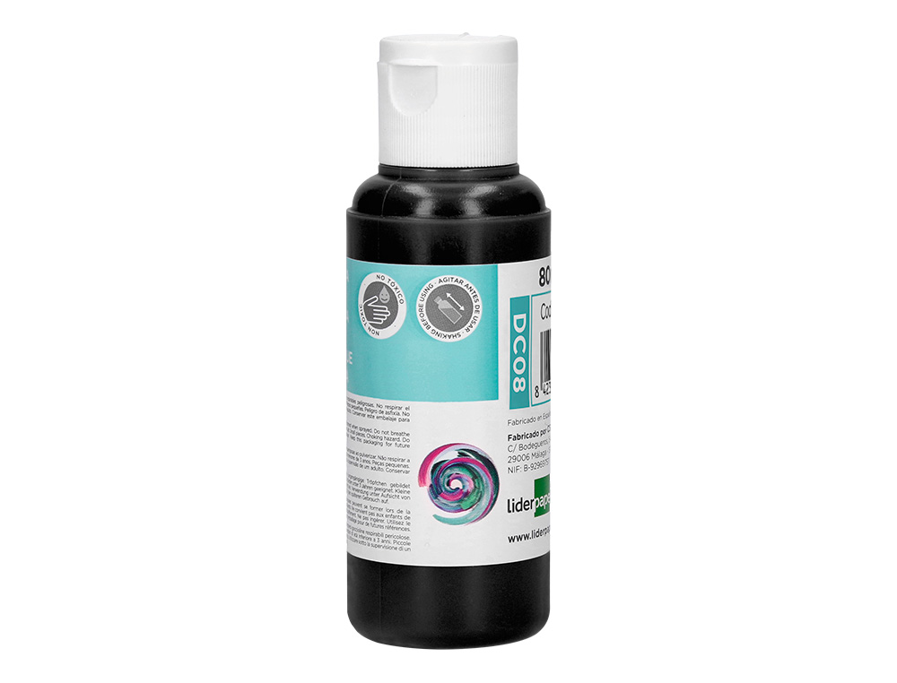 PEINTURE ACRYLIQUE LIDERPAPEL COLORIS NOIR BOUTEILLE 80ML