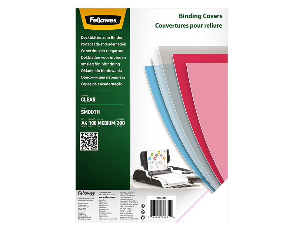 COUVERTURES FELLOWES TRANSPARENTE PVC 200 MICRA PACK DE 100
