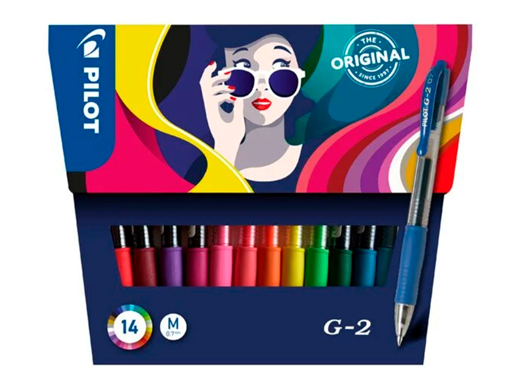 STYLO- BILLE G-2 PILOT POCHETTE 14 POINTE MOYENNE 0.7MM COLORIS ASSORTIS