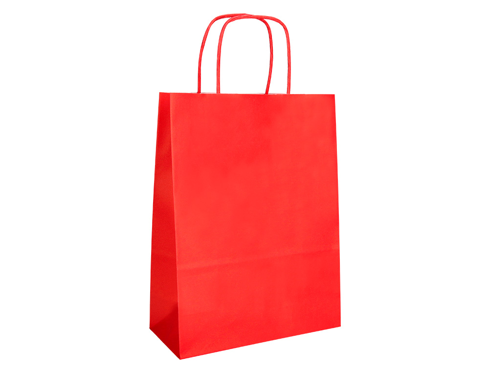 SAC PAPIER Q-CONNECT CELLULOSE S ANSE TORSADEE 240X320X10MM COLORIS ROUGE
