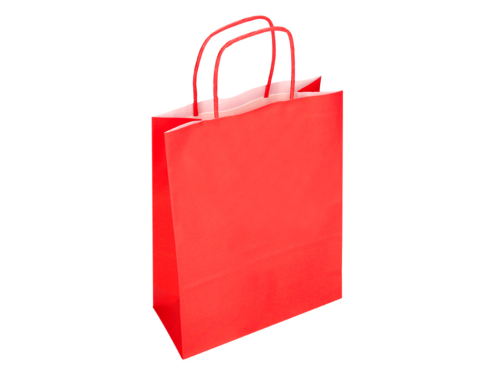 SAC PAPIER Q-CONNECT CELLULOSE S ANSE TORSADEE 240X320X10MM COLORIS ROUGE