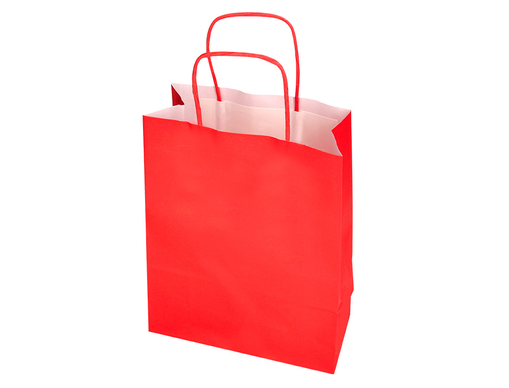 SAC PAPIER Q-CONNECT CELLULOSE S ANSE TORSADEE 240X320X10MM COLORIS ROUGE