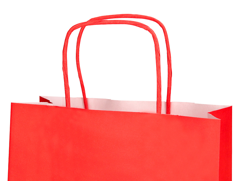 SAC PAPIER Q-CONNECT CELLULOSE S ANSE TORSADEE 240X320X10MM COLORIS ROUGE