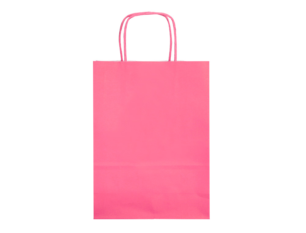 SAC PAPIER Q-CONNECT CELLULOSE M ANSE TORSADEE 270X370X12MM COLORIS ROSE