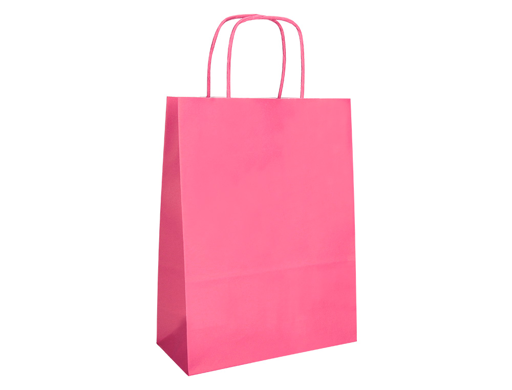 SAC PAPIER Q-CONNECT CELLULOSE M ANSE TORSADEE 270X370X12MM COLORIS ROSE