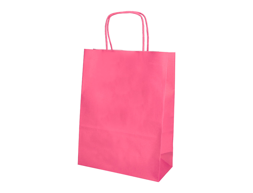 SAC PAPIER Q-CONNECT CELLULOSE M ANSE TORSADEE 270X370X12MM COLORIS ROSE
