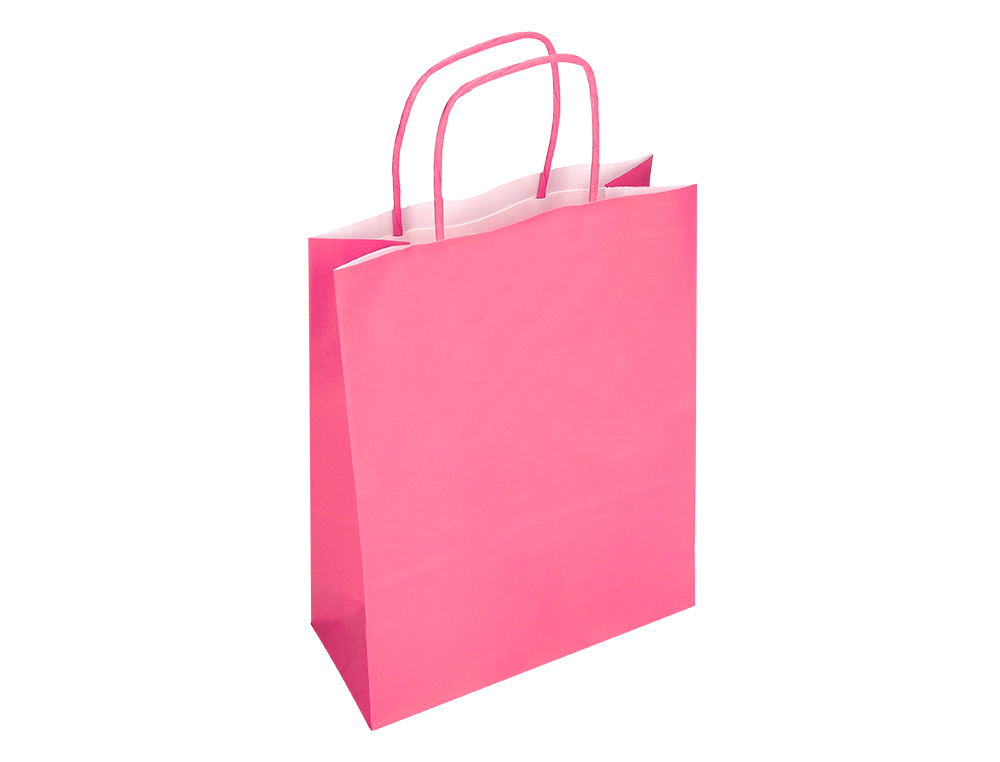 SAC PAPIER Q-CONNECT CELLULOSE M ANSE TORSADEE 270X370X12MM COLORIS ROSE