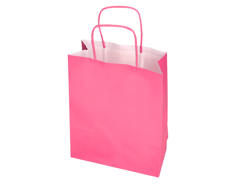 SAC PAPIER Q-CONNECT CELLULOSE M ANSE TORSADEE 270X370X12MM COLORIS ROSE