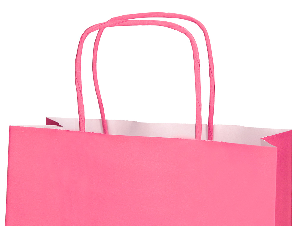 SAC PAPIER Q-CONNECT CELLULOSE M ANSE TORSADEE 270X370X12MM COLORIS ROSE