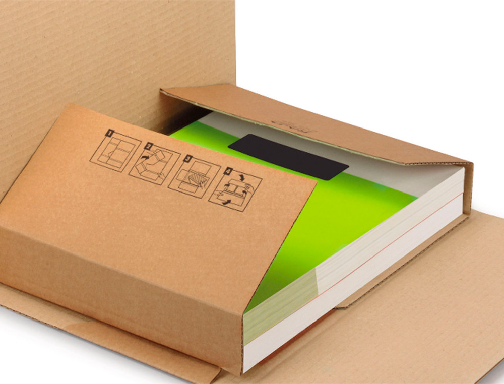 BOITE CARTON Q-CONNECT SPECIALE EMBALLAGE LIVRES CATALOGUES REVUES DOSSIERS MONTAGE FACILE CANNELURE 3MM 400X290X75MM