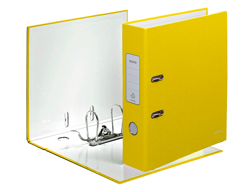 CLASSEUR LEVIER LEITZ WOW 318X285MM SURFACE PELLICULEE DOS 8CM OEILLET PREHENSION GRIFFES BLOCAGE 600F COLORIS