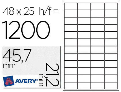 TIQUETTE ADHSIVE AVERY ENLEVABLE LASER JET D'ENCRE 45.7X21.2MM COLOGIQUE BOTE 1200 UNITS