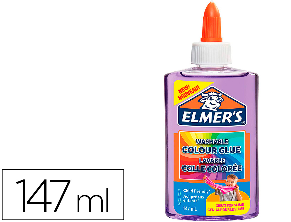 COLLE TRANSPARENTE ELMERS FABRICATION SLIME BRICOLAGE   LAVABLE NE COULE PAS COULEUR  VIOLETTE FLACON 147ML