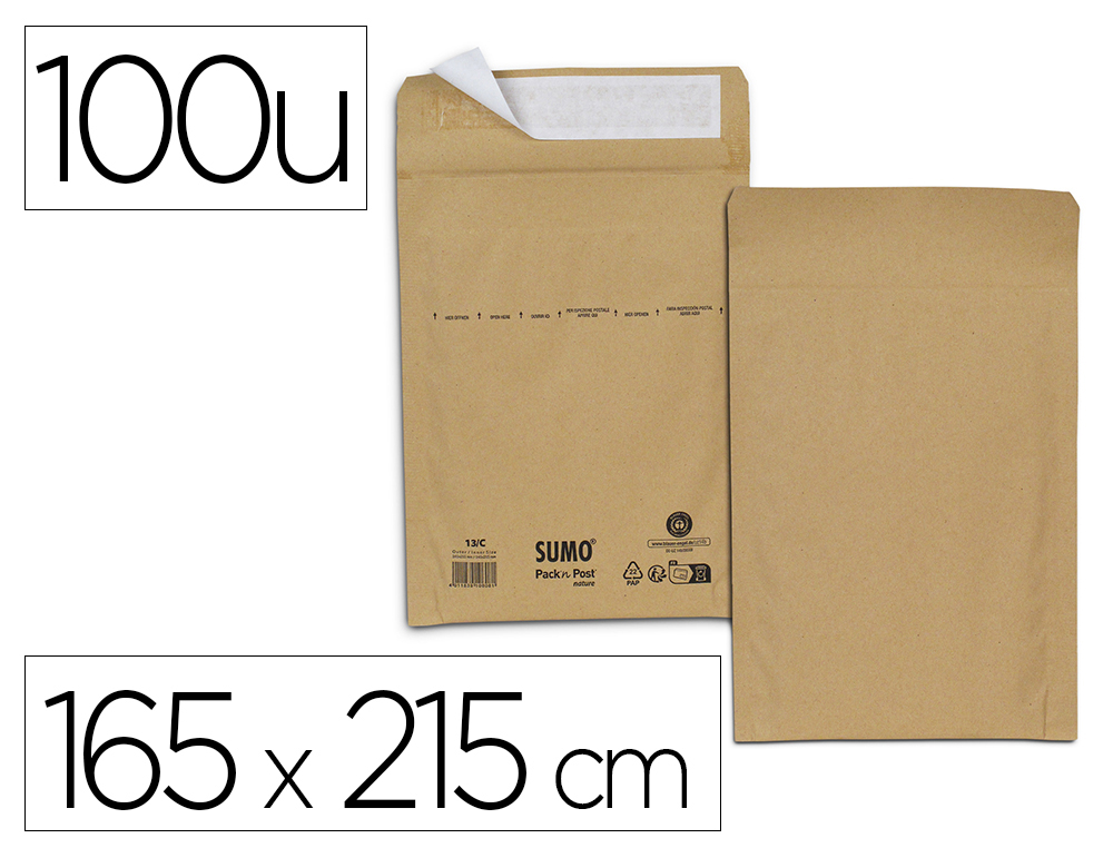 POCHETTE KRAFT SUMO C AUTO-ADH SIVE 165X215 MM      BOITE DE 100 UNITES