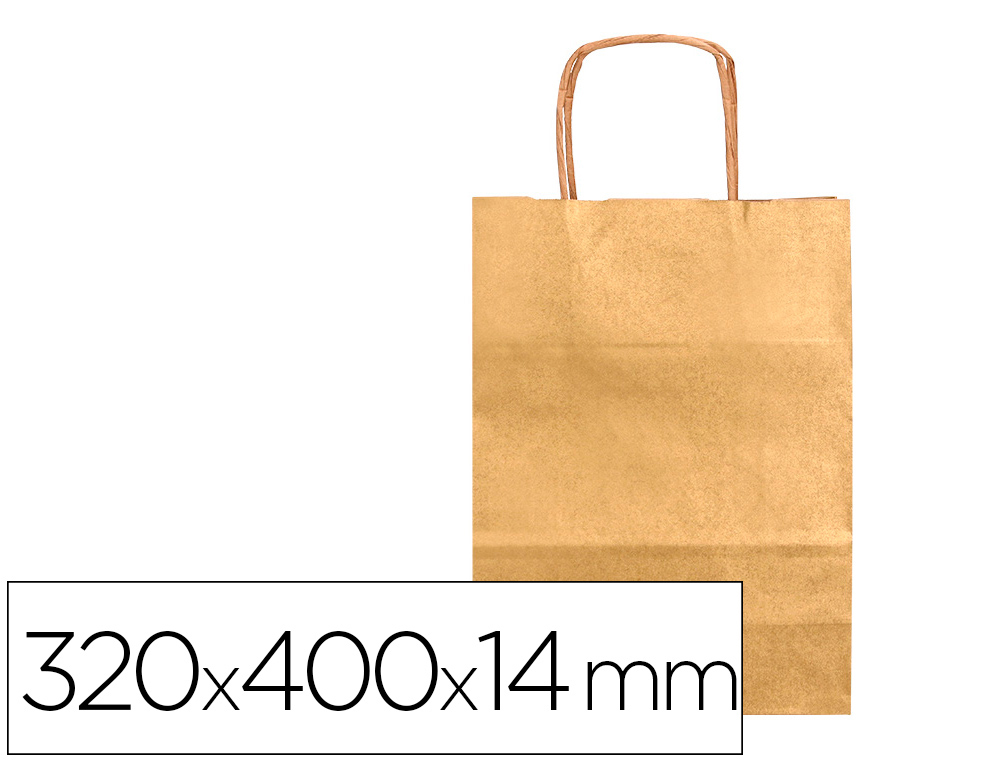 SAC PAPIER Q-CONNECT KRAFT L ANSE TORSADEE 320X400X14MM    COLORIS OR