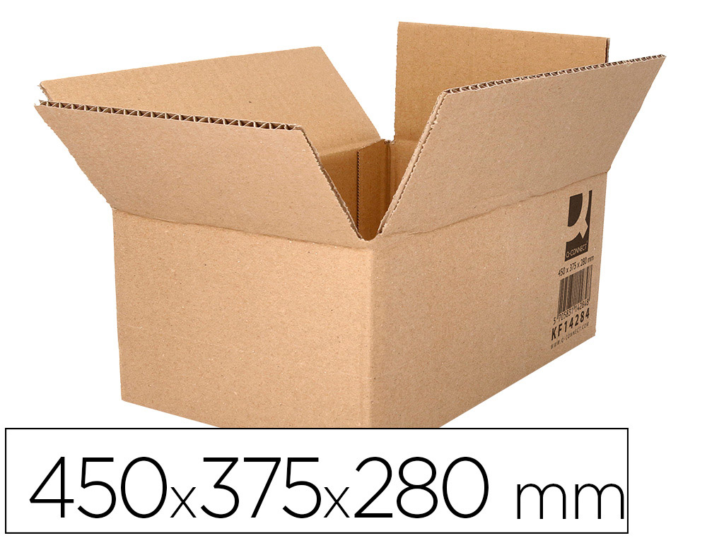 CAISSE AMERICAINE Q-CONNECT ULTRA-RESISTANTE CARTON       RECYCLE DOUBLE CANNELURE 7MM  450X375X280MM COLORIS KRAFT