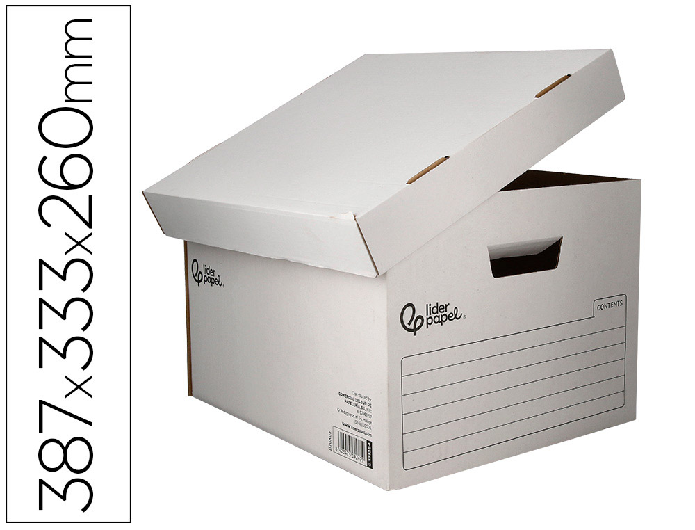 CONTAINER A ARCHIVES LIDERPAPEL CARTON MONTAGE AUTOMATIQUE POUR 3 BOITES FORMAT FOLIO / 4 CLASSEURS A-Z 387X333X260MM