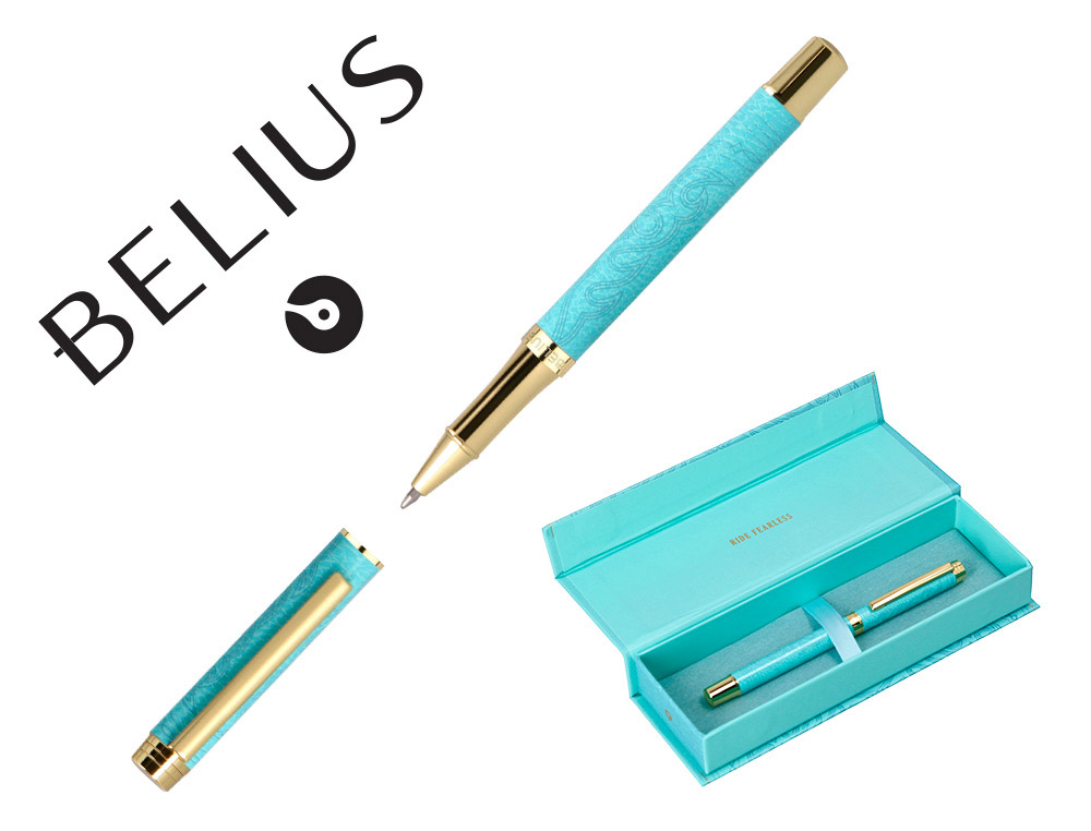 ROLLER BELIUS WILD WEST ALUMINIUM ENCRE NOIRE COLORIS BLEU  DORE BOITE DESIGN