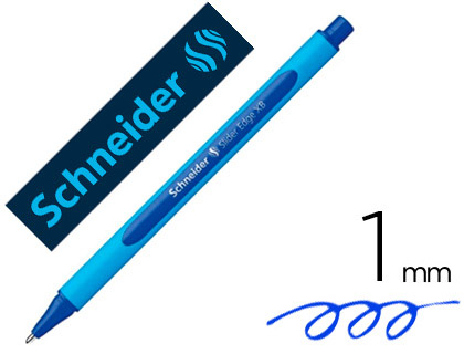 STYLO-BILLE SCHNEIDER SLIDER EDGE CRITURE LARGE 1MM CORPS TRIANGULAIRE CAOUTCHOUC VISCOGLIDE BLEU
