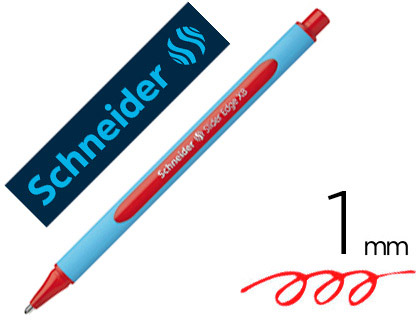 STYLO-BILLE SCHNEIDER SLIDER EDGE CRITURE LARGE 1MM CORPS TRIANGULAIRE CAOUTCHOUC VISCOGLIDE ROUGE