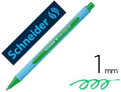 STYLO-BILLE SCHNEIDER SLIDER EDGE CRITURE LARGE 1MM CORPS TRIANGULAIRE CAOUTCHOUC VISCOGLIDE VERT