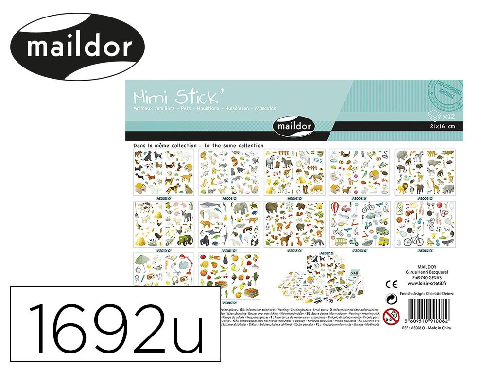 MINI STICK MAILDOR 21X16CM 12 THEMES VARIES SACHET 48       PLANCHES 1692 UNITES