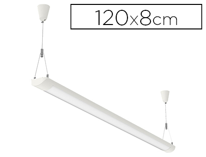 PLAFONNIER MAULSTART LED BASSE CONSOMMATION CLASSE A+ 35W CORDON 2.5M CORPS EN MTAL THERMOLAQU BLANC 1200MM