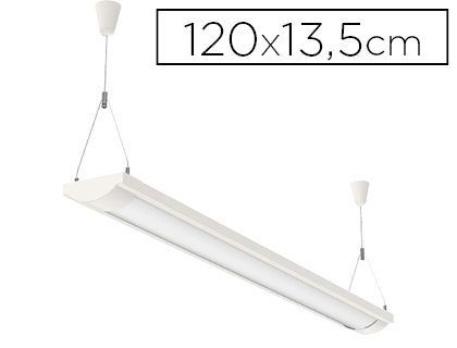 PLAFONNIER MAULCO LED BASSE CONSOMMATION CLASSE A+ 46W CORDON 2.5M CORPS EN MTAL THERMOLAQU BLANC 1195MM