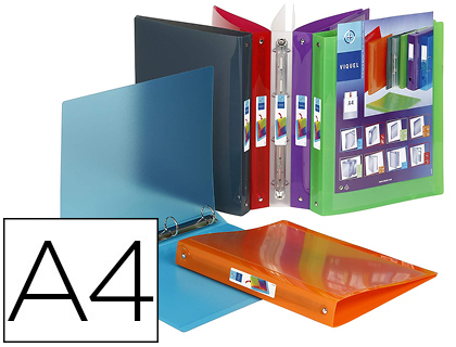 CLASSEUR VIQUEL 4 ANNEAUX PROPYGLASS POLYPROPYLNE 7/10E A4 DOS 35MM PERSONNALISABLE INCOLORE