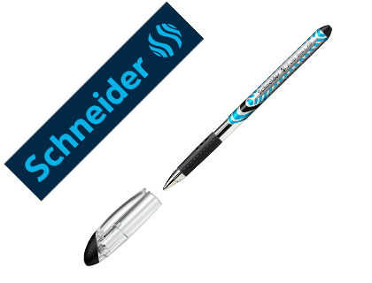 STYLO-BILLE SCHNEIDER SLIDER BASIC VISCOGLIDE TRAIT MOYEN  GRIP CAOUTCHOUC SECHAGE RAPIDE NEUTRE EN CO2 COULEUR NOIR