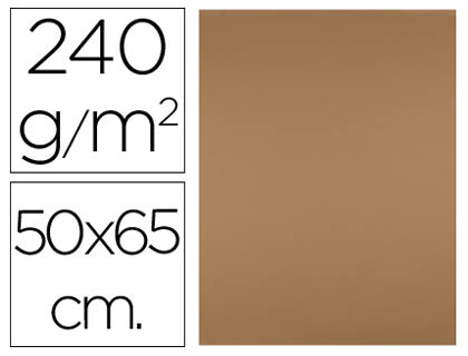 PAPIER CARTONNE LIDERPAPEL 50X65CM 240GR COLORIS MARRON  CLAIR PAQUET 25 FEUILLES