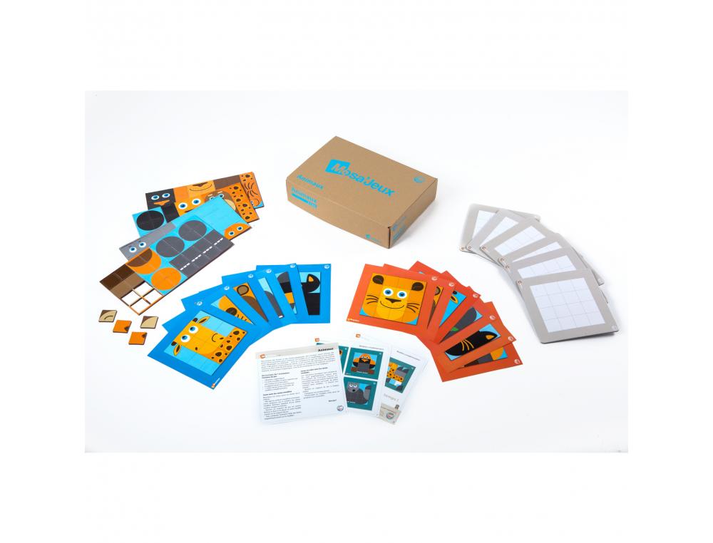 ANIMAUX SEPP A RECONSTITUER EN 16 JETONS EN MOUSSE 6      SUPPORTS EN CARTON 12 CARTES  AVEC MODELES POUR 6 ENFANTS