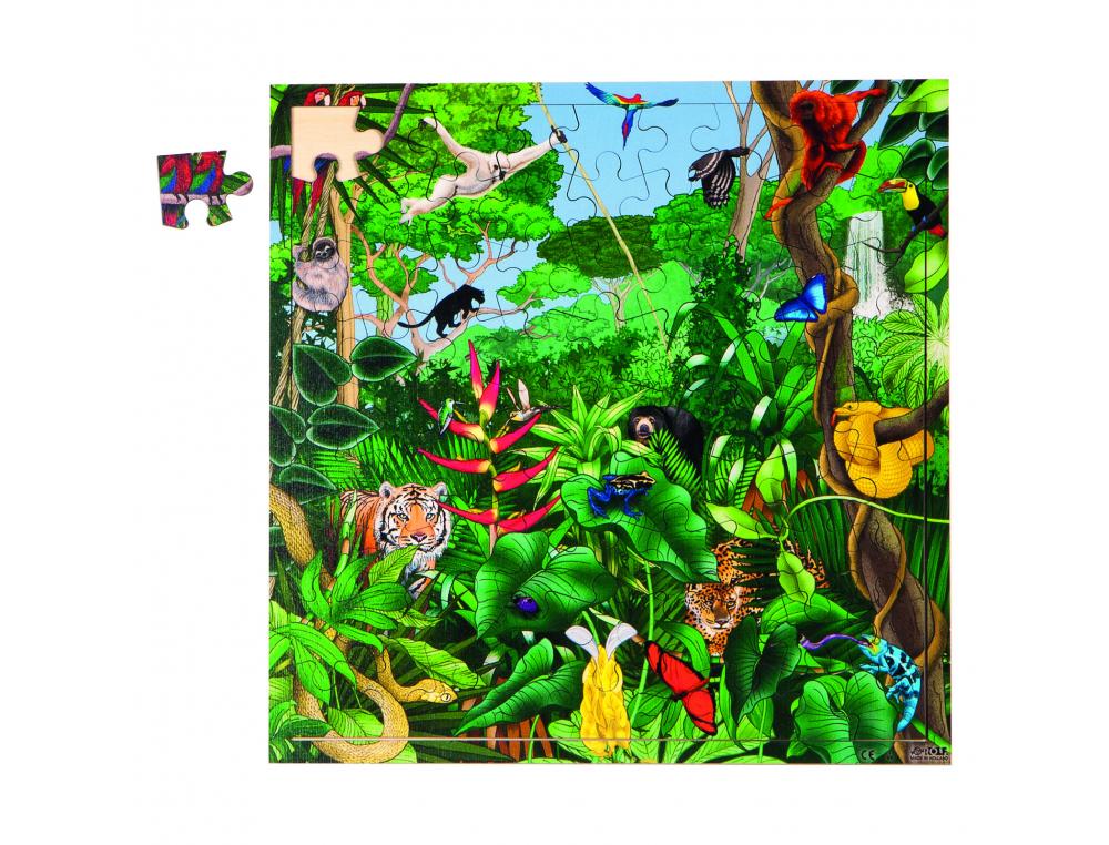 PUZZLES EN BOIS AVEC CADRE ROLF LES ZONES MENACEES ROLF  LA FORET TROPICALE 81 PIECES