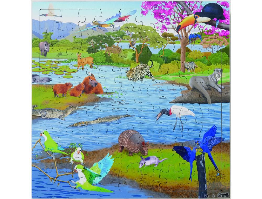 PUZZLES EN BOIS AVEC CADRE ROLF LES ZONES MENACEES ROLF  LES MARECAGES 81 PIECES