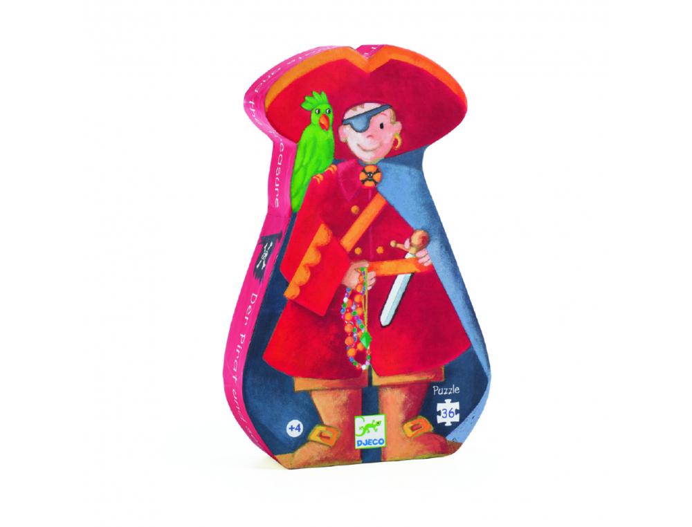 PUZZLES CARTON 30 A 40 PIECES DJECO LE PIRATE ET SON TRESOR PIECES EN CARTON 36 PIECES
